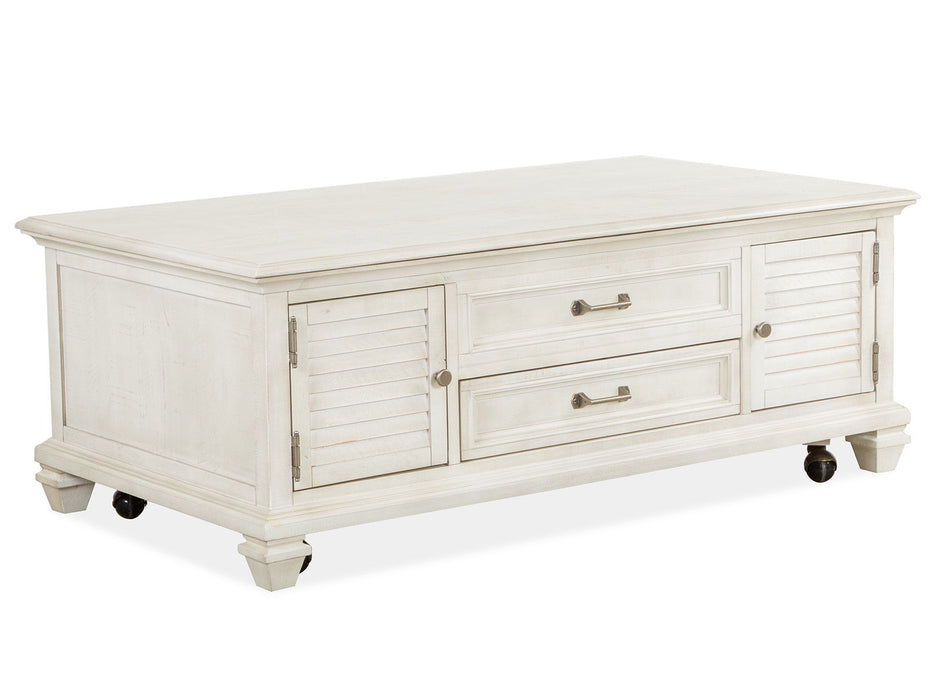 Newport - Lift Top Storage Cocktail Table (With Casters) - Alabaster