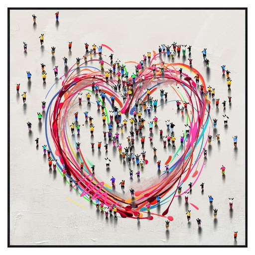 Unity Heart Gathering - 36" x 36" Framed Wall Art - Red - Albert's Furniture (Wayne, MI)