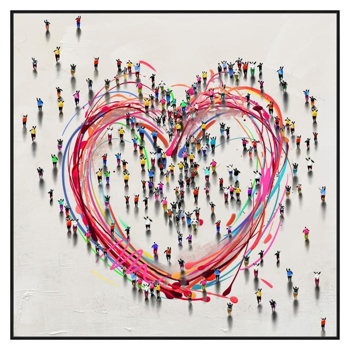 Unity Heart Gathering - 36" x 36" Framed Wall Art - Red - Albert's Furniture (Wayne, MI)