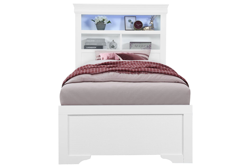 Pompei - Twin Bookcase Bed Headboard - Metallic White