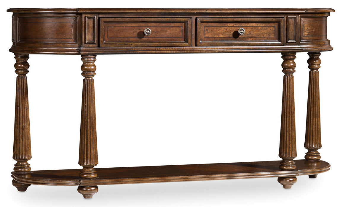 Leesburg - Demilune Hall Console - Dark Brown