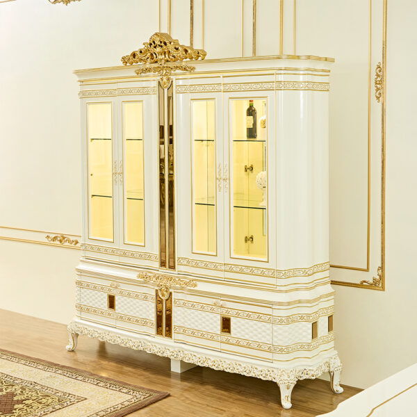 HD-1882 - China Cabinet - Ivory / Gold