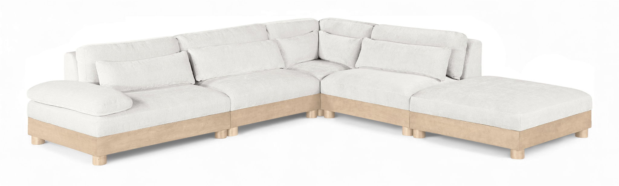 Turin - Chenille Fabric Upholstered Modular Sectional - White
