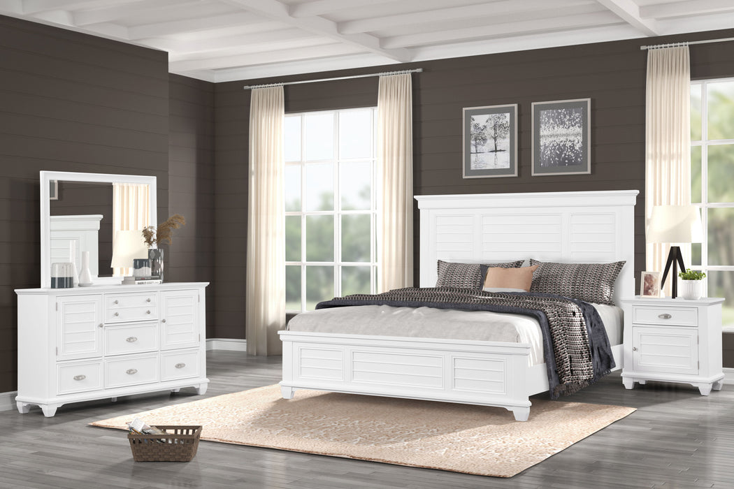 Jamestown - 6/6 Eastern KIng 4 Piece Bedroom Set (Bed, Dresser, Mirror, Nightstand) - White