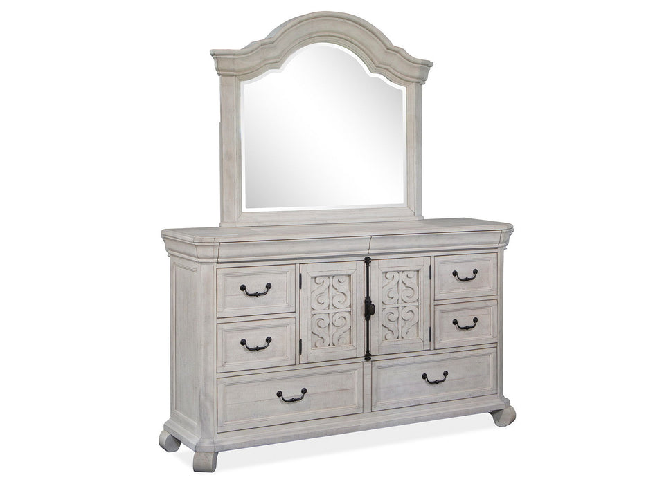 Bronwyn - Drawer Dresser With Shaped Mirror - Alabaster - Albert's Furniture (Wayne, MI)