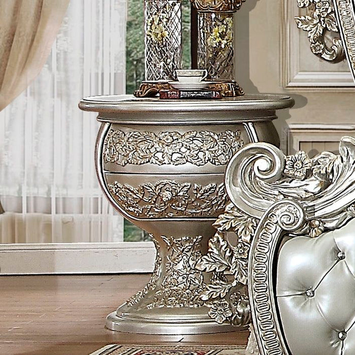 HD-8088 - Nightstand - Silver With Gold Highlight