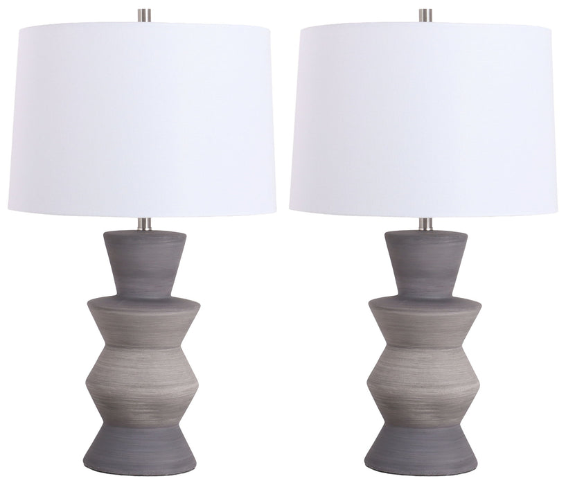 Quiet Cadence - 26 X 15 - Ceramic Table Lamp (Set of 2) - Stone Grey