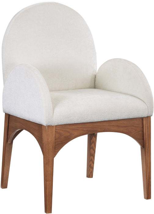 Waldorf - Chenille Dining Arm Chair With Brown Legs