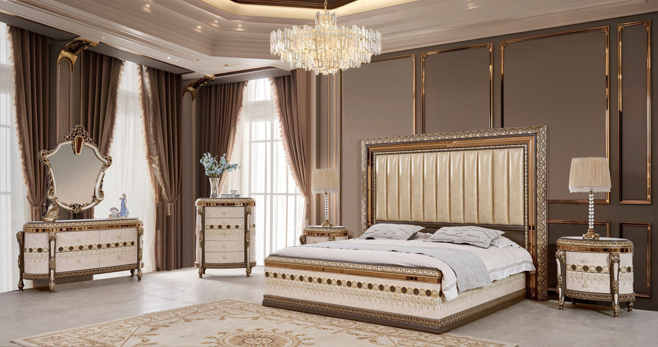 HD-9017 - 4 Piece King Bedroom Set - Beige