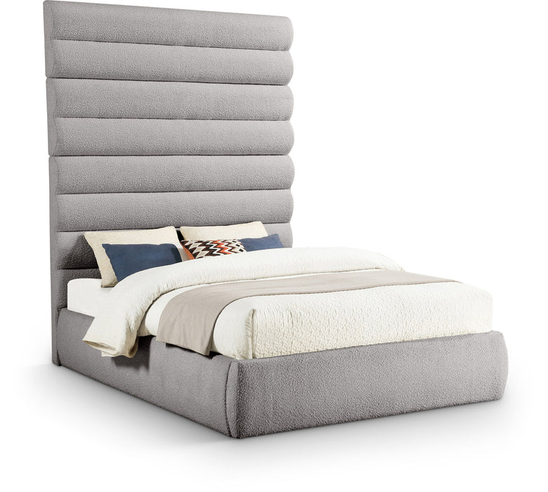 Adam - Boucle Fabric Bed With 89" Headboard
