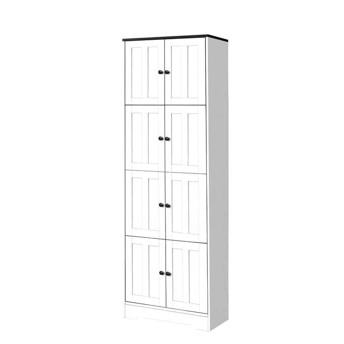 Tall Storage Cabinet With 8 Doors And 4 Shelves, Wall Storage Cabinet For Living Room, Kitchen, Office, Bedroom, Bathroom