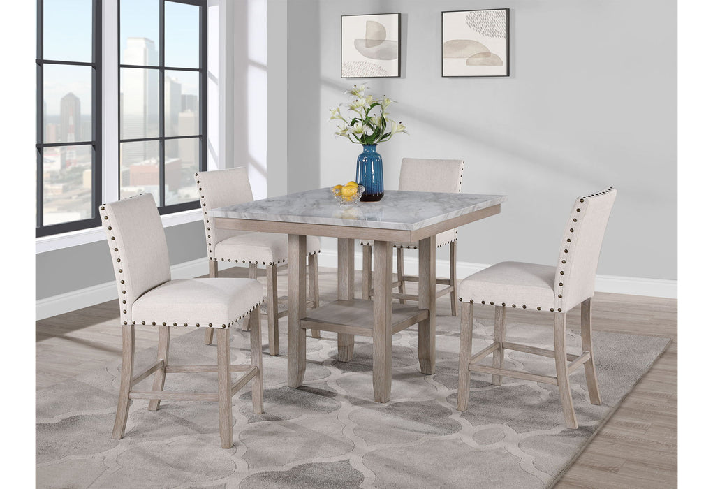 D4010 - 7 Piece Dining Room Set (Bar Table And 6 Bar Stools) - Natural / White - Albert's Furniture (Wayne, MI)