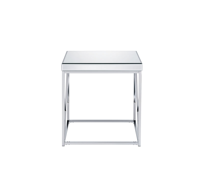 Evelyn - Mirror Top End Table - Silver