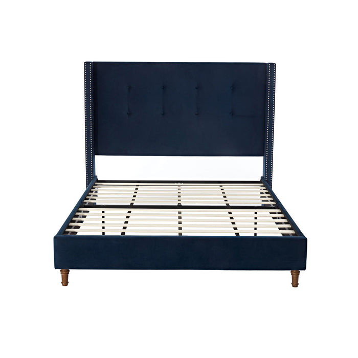 Peyton - Upholstered Bed With 54" High Headboard, Traditional Hand Buttoned Tufting