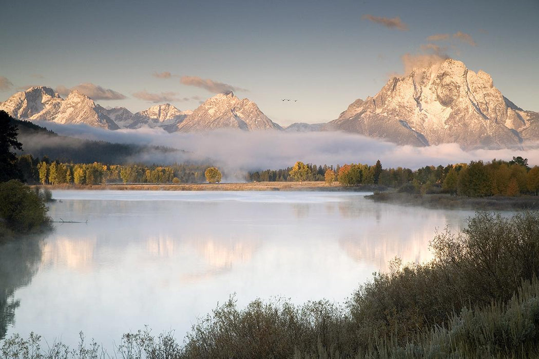 Snake River Fog By Danita Delimont (Framed) (Small) - Light Blue