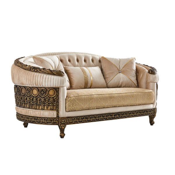 HD-9017 - Loveseat - Brown / Yellow