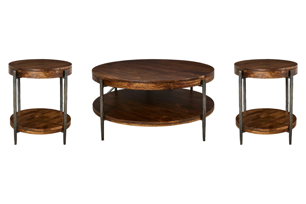 Bengal - 41" Round Cocktail Table With 2 End Tables - Hickory Brown