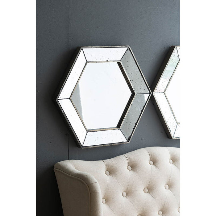 Hexagon Wall Mirror With Contemporary Glass Design, Home Decor Accent Mirror For Living Room, Entryway, Bedroom