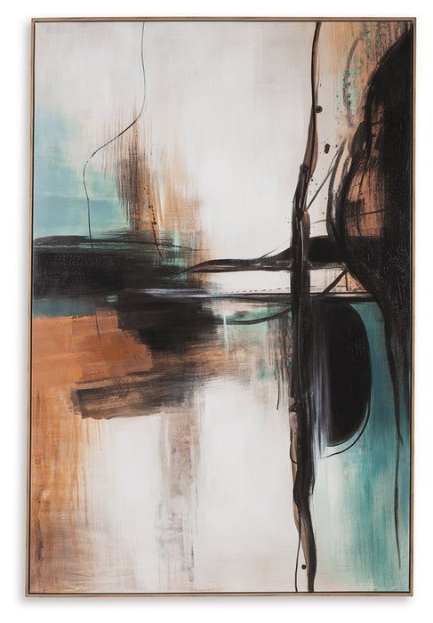 Brunonia - Wall Art - Teal / Orange / Black - Albert's Furniture (Wayne, MI)