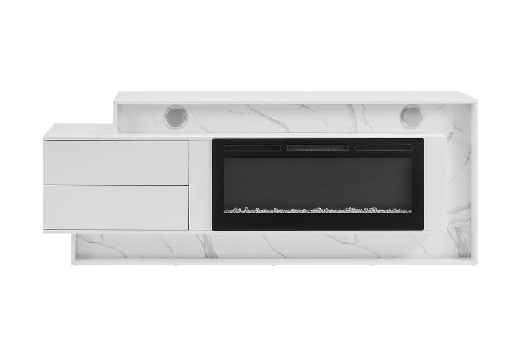 Kira - 87" Entertainment Unit With Bluetooth Speaker And LED - White