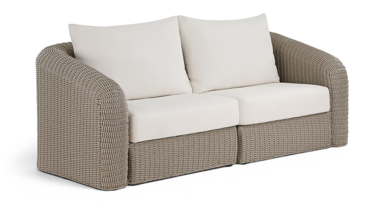 Seacrest - Olefin Water Resistant Fabric And Wicker 2 Piece Outdoor Patio Modular Loveseat
