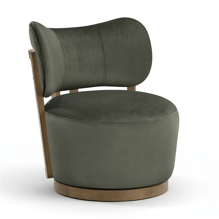 Elara - Velvet Upholstered Swivel Accent Chair - Stained Brown