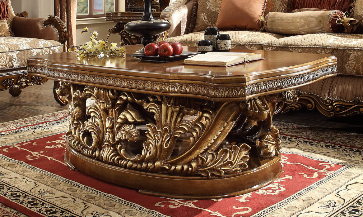 HD-8018 - Coffee Table - Antique Gold & Perfect Brown