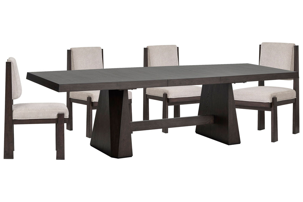 Tauren - 5 Piece Extendable Double Pedestal Dining Table Set