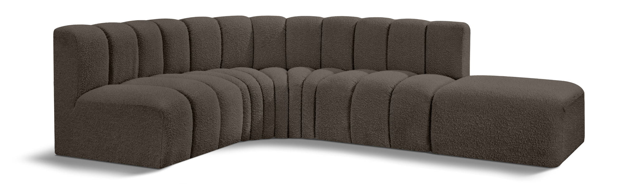 Arc - Boucle Fabric 5 Piece Corner Modular Sofa