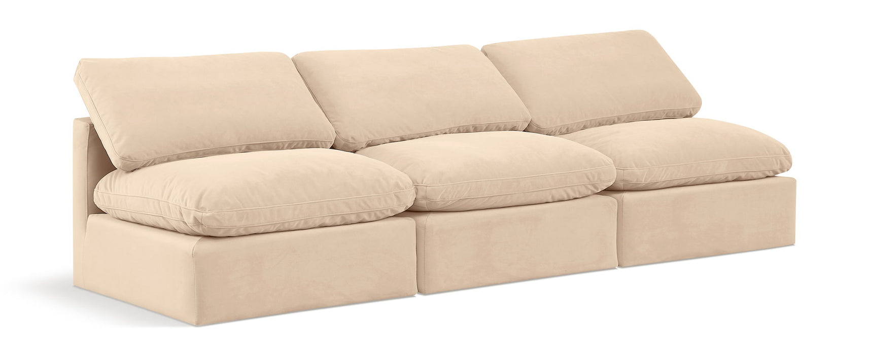 Indulge - Velvet 3 Seat Modular Armless Sofa