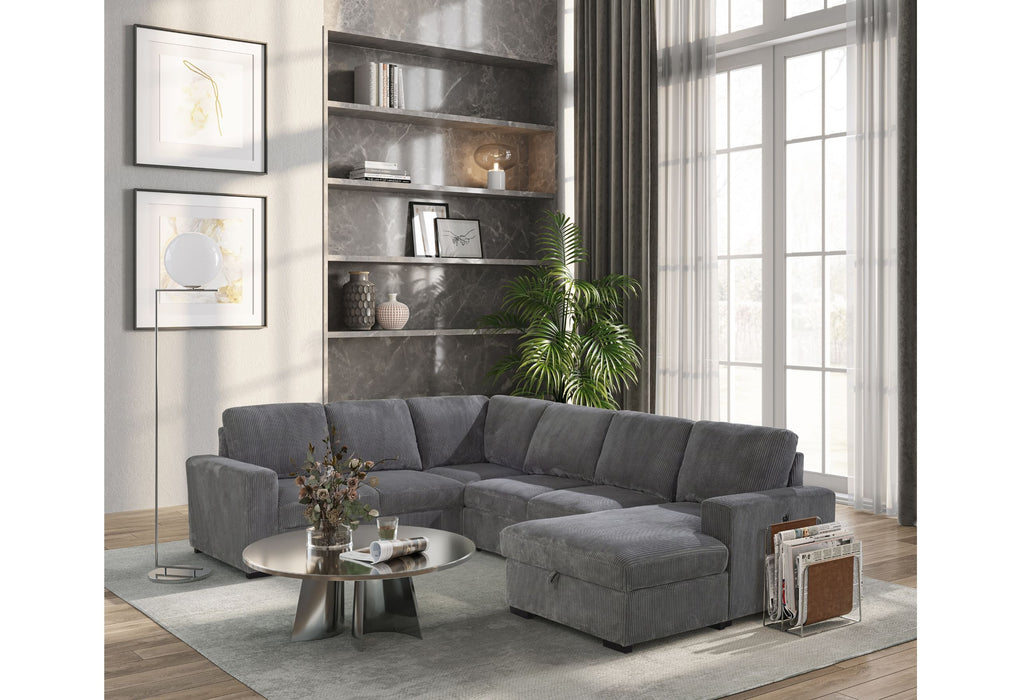 U2660 - Sectional With Pullout - Gray