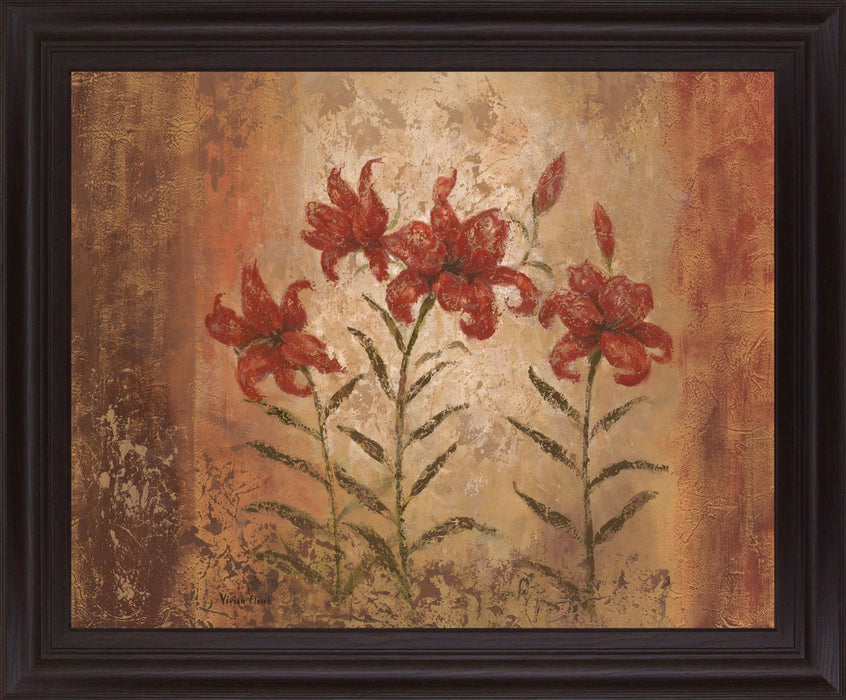 Amber Lily Trio - 28" x 34" Framed Wall Art - Light Brown - Albert's Furniture (Wayne, MI)