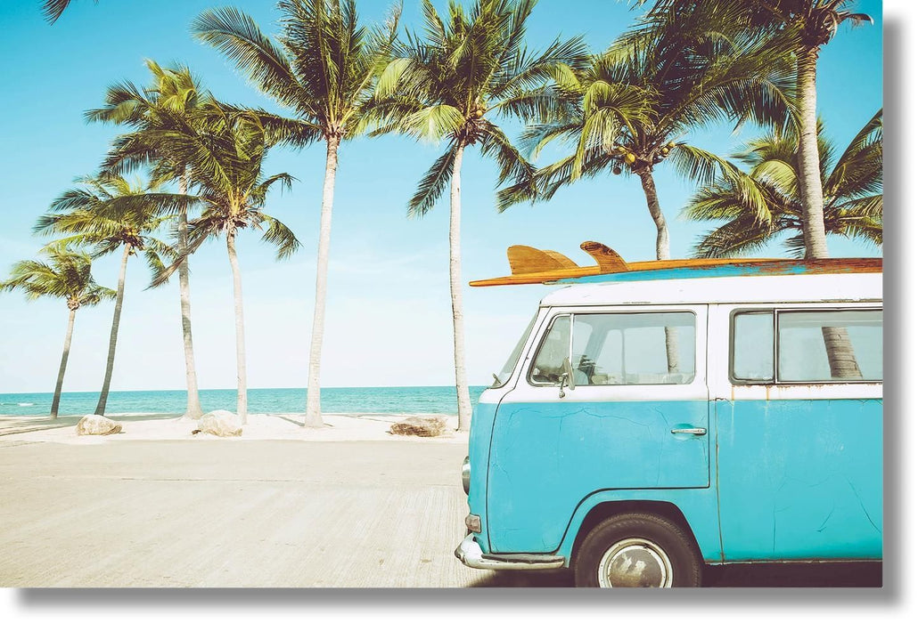 Surfside Palm Ride - 40" x 60" Framed Wall Art - Light Blue - Albert's Furniture (Wayne, MI)
