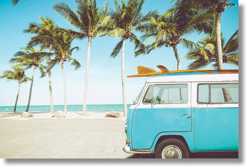Surfside Palm Ride - 40" x 60" Framed Wall Art - Light Blue - Albert's Furniture (Wayne, MI)