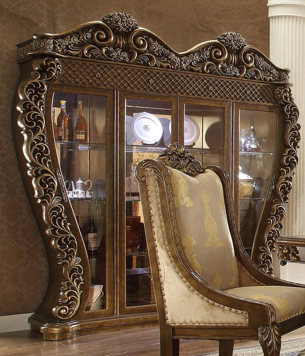 HD-8011 - China Cabinet - Antique Gold & Pefect Brown