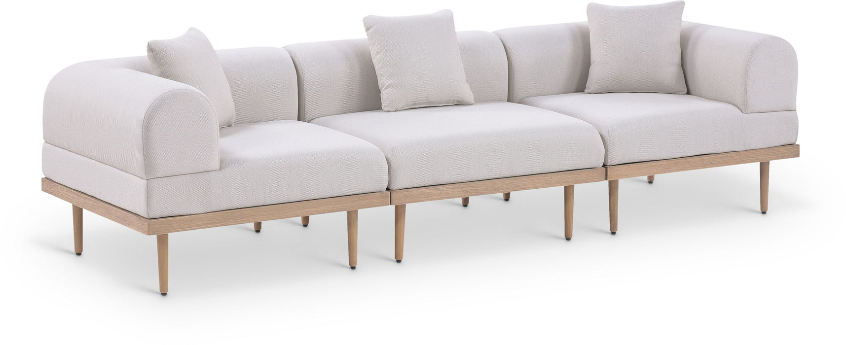 Laguna - 3 Piece Resilient Water Resistant Fabric 106.5" Upholstered Outdoor Patio Modular Sofa