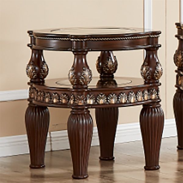 HD-1521 - End Table - Mohagany With Gold Highlight