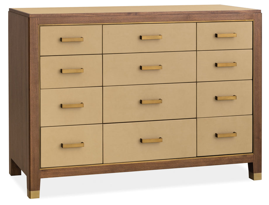 Melange - Zurich Accent Drawer Chest - Beige / Medium Walnut