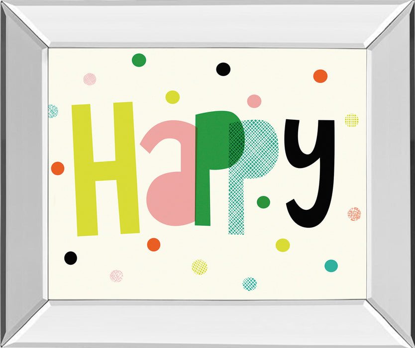 Happy By Sophie Ledesma - Mirror Framed Print Wall Art - White