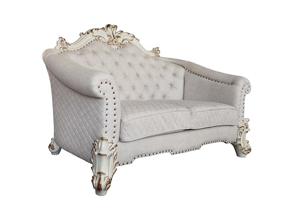 Vendom II - Loveseat - Two Tone Ivory Fabric & Antique Pearl Finish