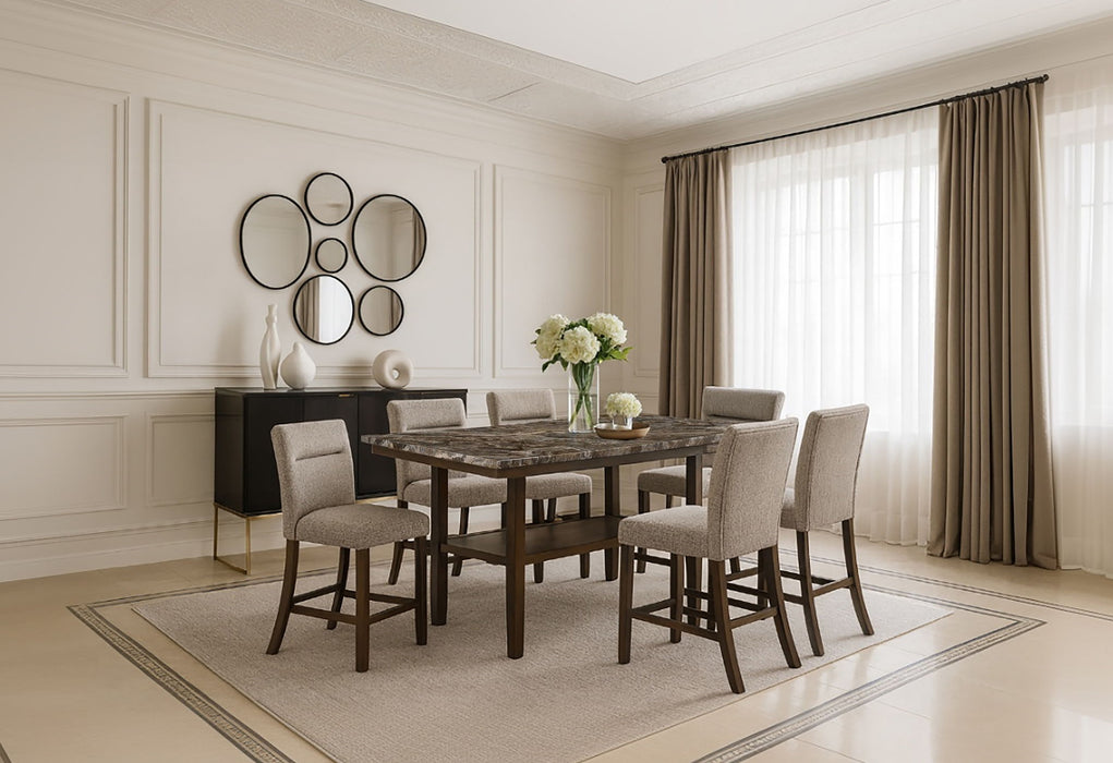 D4355 - 9 Piece Dining Room Set (Bar Table With 8 Bar Stools) - Dark Brown - Albert's Furniture (Wayne, MI)