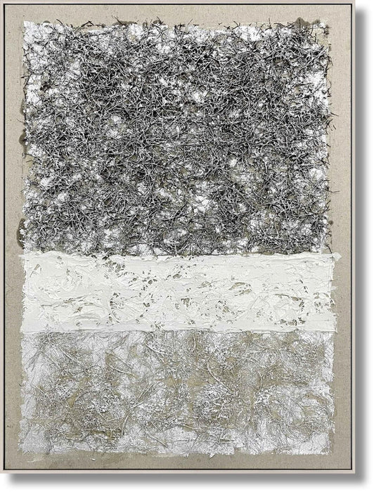 Tundra Texture Layers - 36" x 48" Framed Wall Art - Pearl Silver - Albert's Furniture (Wayne, MI)
