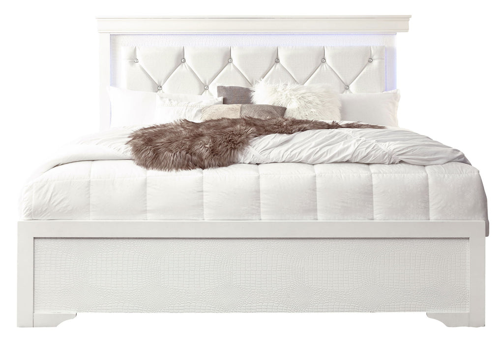 Pompei - King Bed With LED - White - Albert's Furniture (Wayne, MI)
