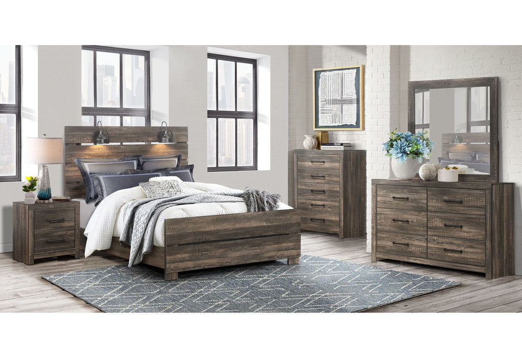 Linwood - 4 Piece Queen Bedroom Set (Queen Bed, Dresser, Mirror And Nightstand) - Dark Oak