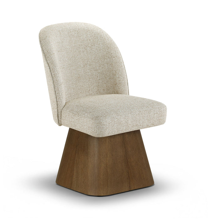 Marlowe - Linen Textured Fabric Upholstered Swivel Dining Side Chair - Stained Brown