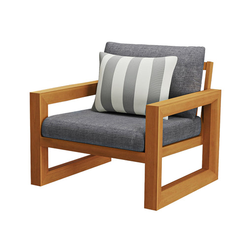 Bristol - Bay Wood Patio Club Chair With Cushions - Natural / Brown / Gray - Albert's Furniture (Wayne, MI)