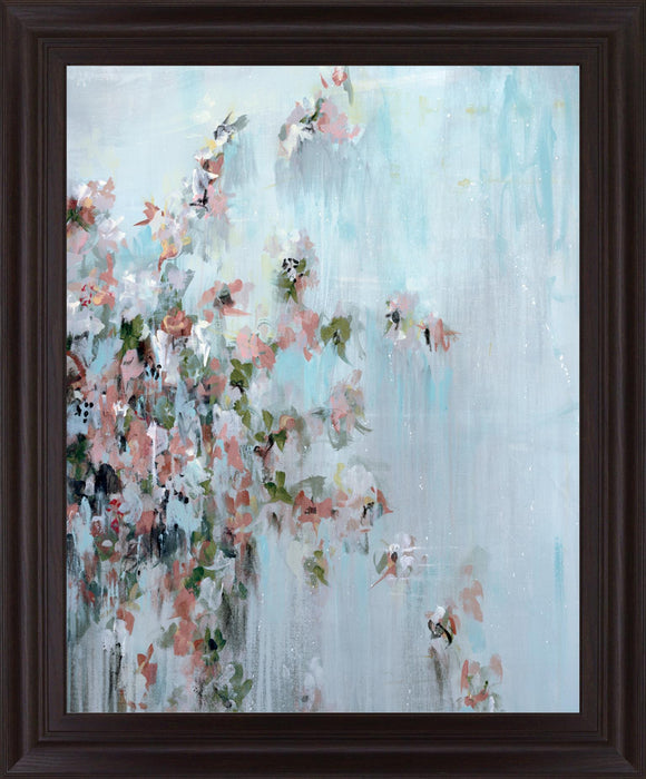 Petal Mist - 28" x 34" Framed Wall Art - Light Blue
