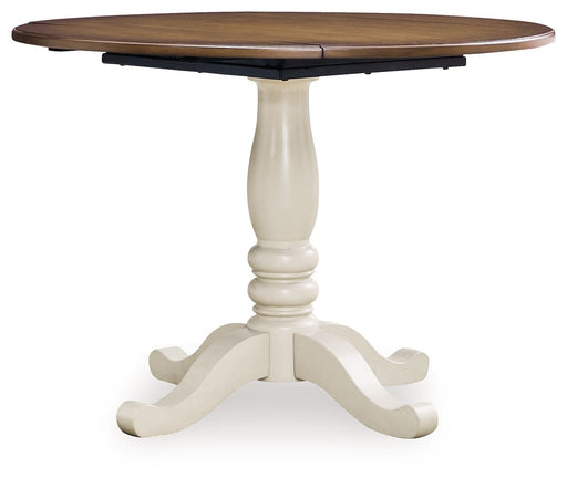 Wirloni - Round Dining Room Drop Leaf Table - Antique White / Brown - Albert's Furniture (Wayne, MI)