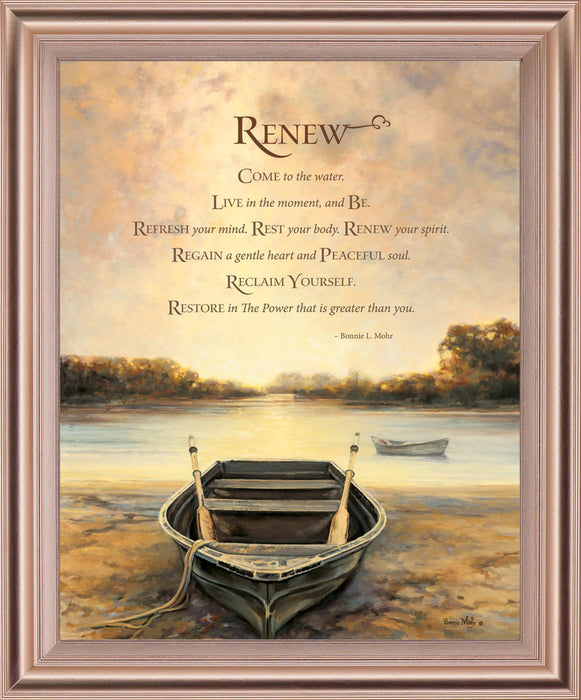 Tranquil Rowboat Morning - 28" x 34" Framed Wall Art - Beige