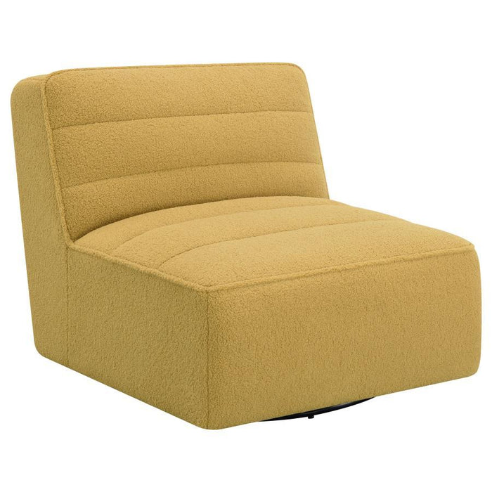 Cobie - Upholstered Armless Swivel Chair - Mustard